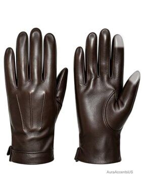 Mens Genuine Sheepskin Leather Gloves Cashmere Lined Touchscreen Texting